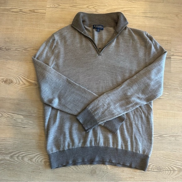 Brooks Brothers Men's Ultimate Merino Wool quarter Zip Sweater brown size large - Picture 5 of 10